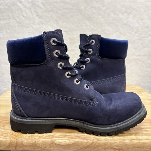 Timberland 6 In. Premium Boots Velvet Navy Nubuck Women’s Size 7 Blue TB0A1KC5 - Picture 6 of 16